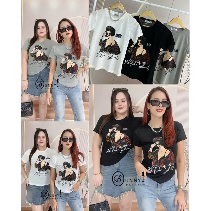 A180 BunnyFashion เสื้อสลาฟสกรีนลาย มี 3 ขนาดไซส์ เนื้อผ้าบาง