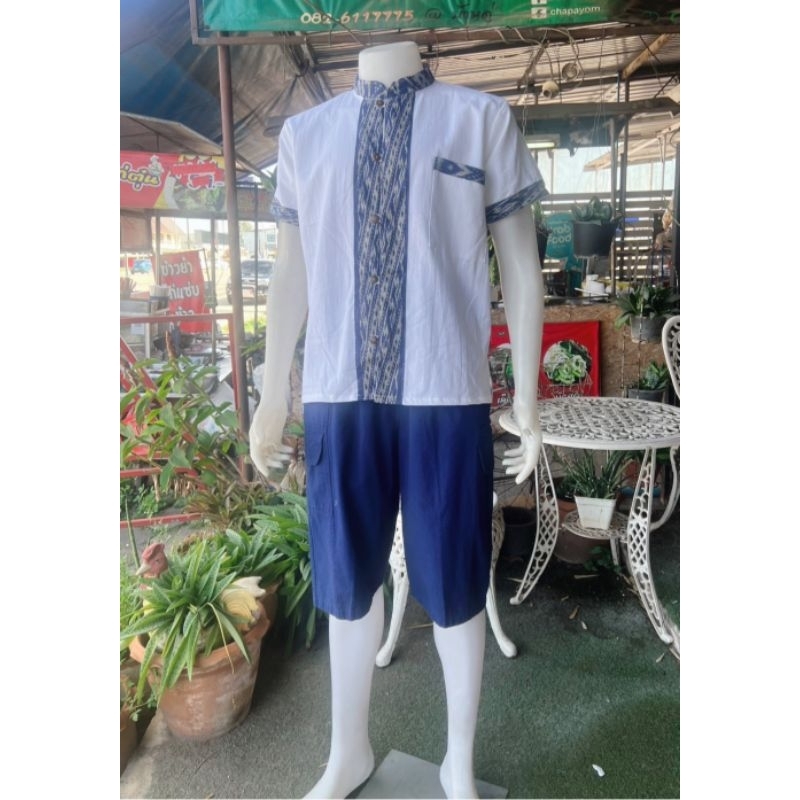 เสื้อผ้าฝ้ายแต่งลายไทยเสื้อคอจีนกระดุมหน้า รูปที่ 4