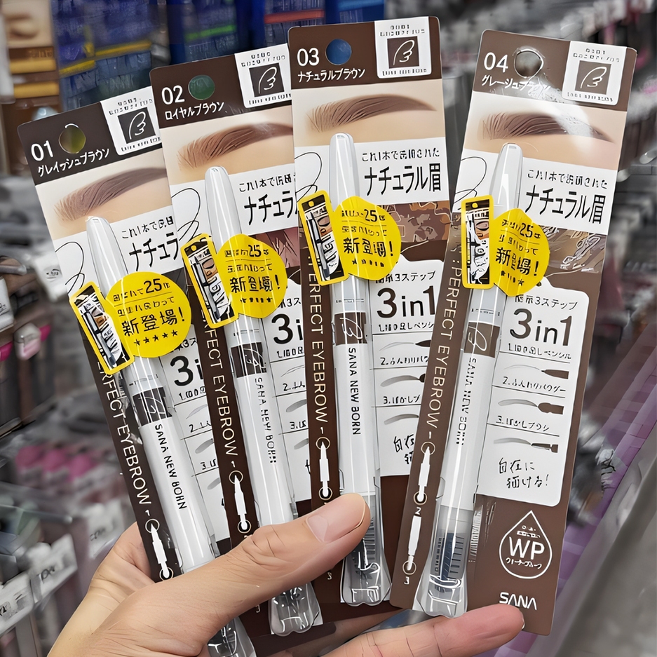 Sana New Born EX Eyebrow ดินสอเขียนคิ้ว 3 in 1 ดินสอ ที่เขียนคิ้วและแปรงปัด