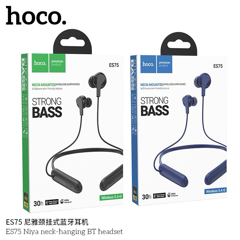 หูฟัง Sport แบบคล้องคอ HOCO ES75 บลูทูธ 5.4 200mAh กันน้ำ IPX4 ไมโครโฟนในใตัว สายคล้องยืดหยุ่น พับงอ