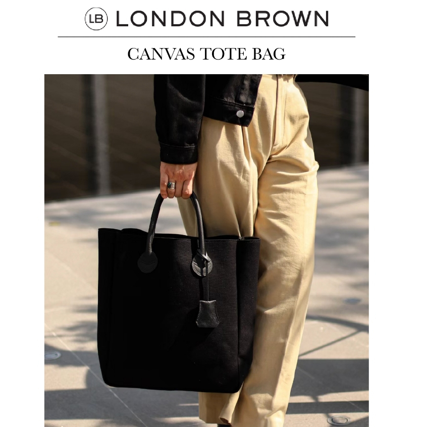 LONDON BROWN - CANVAS TOTE BAG กระเป๋าถือผ้าแคนวาส