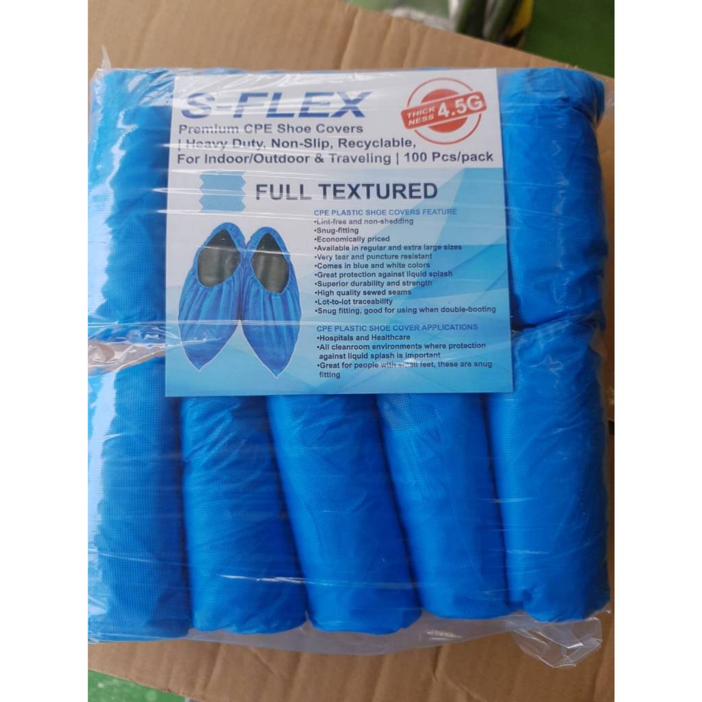 SHOE COVER ถุงคลุมเท้าพลาสติก CPE ( 50 คู่/แพค) สีฟ้า ชนิดใช้แล้วทิ้ง