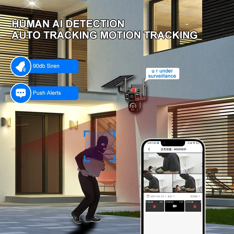 พร้อมส่ง 4G-WIFI Camera 12MP 6K 18LED Solar Cell กล้องวงจรปิดใส่ซิม-ไวไฟ โซลาร์เซลล์ 12ล้านพิกเซล กล้อง2เลนส์3จอ thumbnail 5