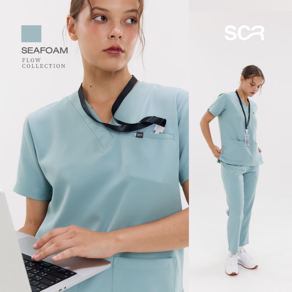 Scrub in | เสื้อ-กางเกงสครับ unisex สี Seafoam รุ่น Flow
