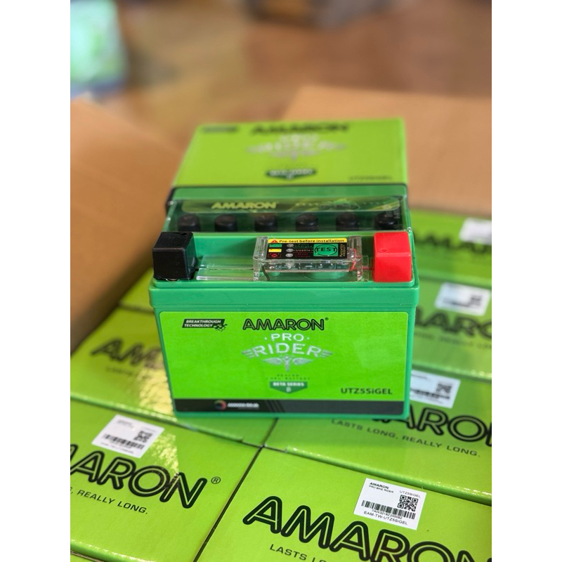 แบตเตอรี่มอเตอร์ไซค์ 5แอมป์ มีตัววัดไฟ AMARON รุ่น UTZ5SIGEL