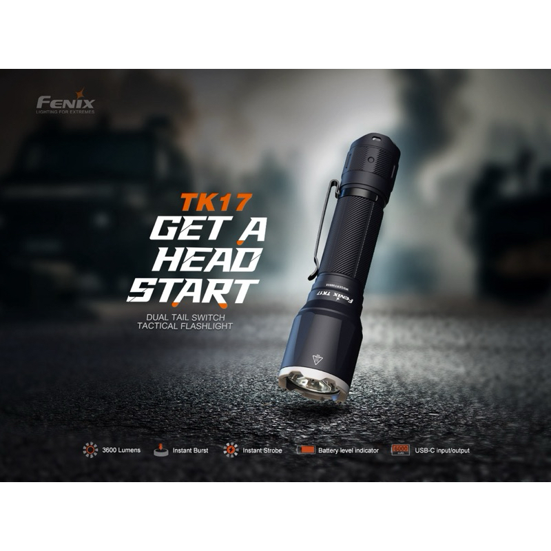 ไฟฉาย Fenix TK17 DUAL TAIL SWITCH TACTICAL FLASHLIGHT : สินค้ารับประกัน 3 ปี