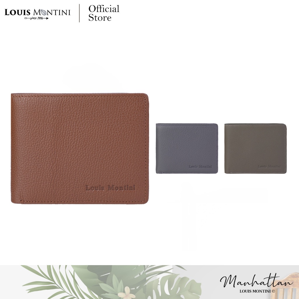 Louis Montini (Minimal Style) กระเป๋าสตางค์หนังวัวแท้ กระเป๋าผู้ชายหนังแท้ Men's Wallet TTM095
