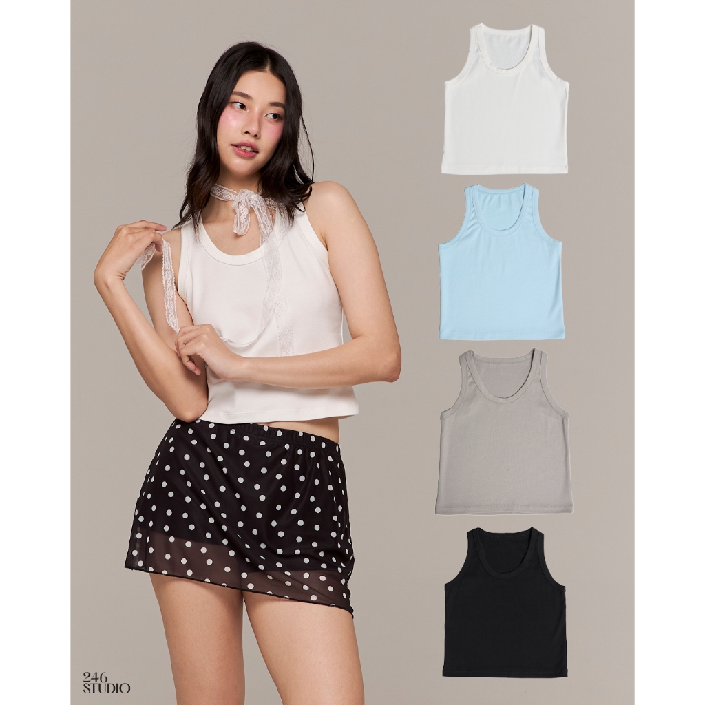 246wear เสื้อกล้าม ผ้าคอตตอนอินเตอร์ล็อคเนื้อนุ่มยืดหยุ่นดีใส่สบาย