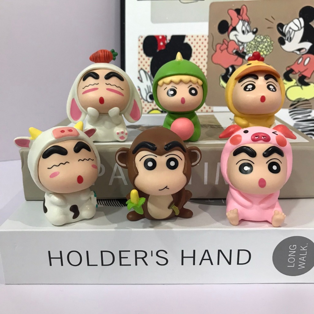 6 ชิ้น CRAYON SHINCHAN ชินจัง ของเล่นฟิกเกอร์ ของสะสม โมเดล คอสเพลย์ชินจัง ของเล่นเด็ก ตกแต่งโต๊ะรถ