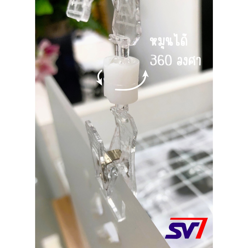 ตัวหนีบป้าย ตัวหนีบอเนกประสงค์,สีใส,หมุนได้ 360องศา ปากใหญ่-ปากเล็ก 2in1 หนีบได้ 2 ด้าน - รูปที่ 6