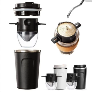 Camping Coffee drip set ที่กรองกาแฟสแตนเลส ดริปเปอร์กรวยกาแฟ สแตนเลส304 เดินทาง พกพาสะดวก มีฝา ป้องกันน้ำไหล