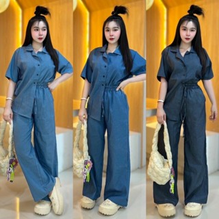 TT20532 set 2 ชิ้น เสื้อคอปก แขนสั้น กระดุมผ่าหน้า  กางเกงขา…