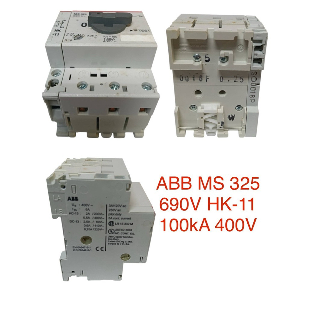 MOTOR STARTER / PROTECTOR ยี่ห้อ ABB รุ่น MS 325 690V HK-11 100kA 400V