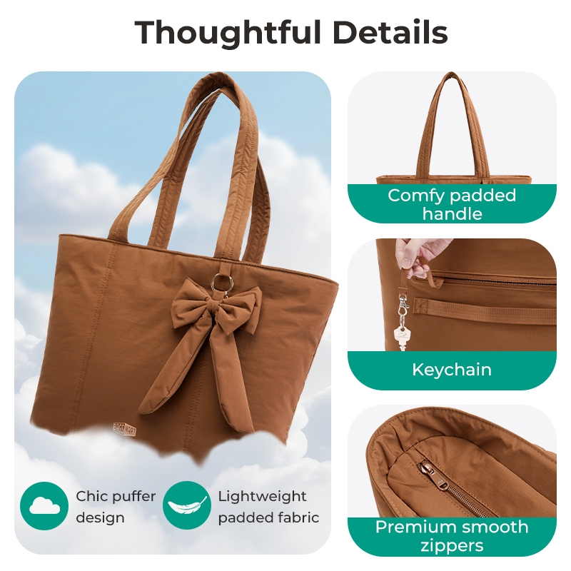 BAGSMART กระเป๋าเดินทาง Tote Bowknot ผู้หญิงกันน้ำน้ำหนักเบากระเป๋าไหล่ที่มีกระเป๋าด้านหน้า ราคา ถูกที่สุด ดีลบีเคเค แกลเลอรีภาพที่ 4