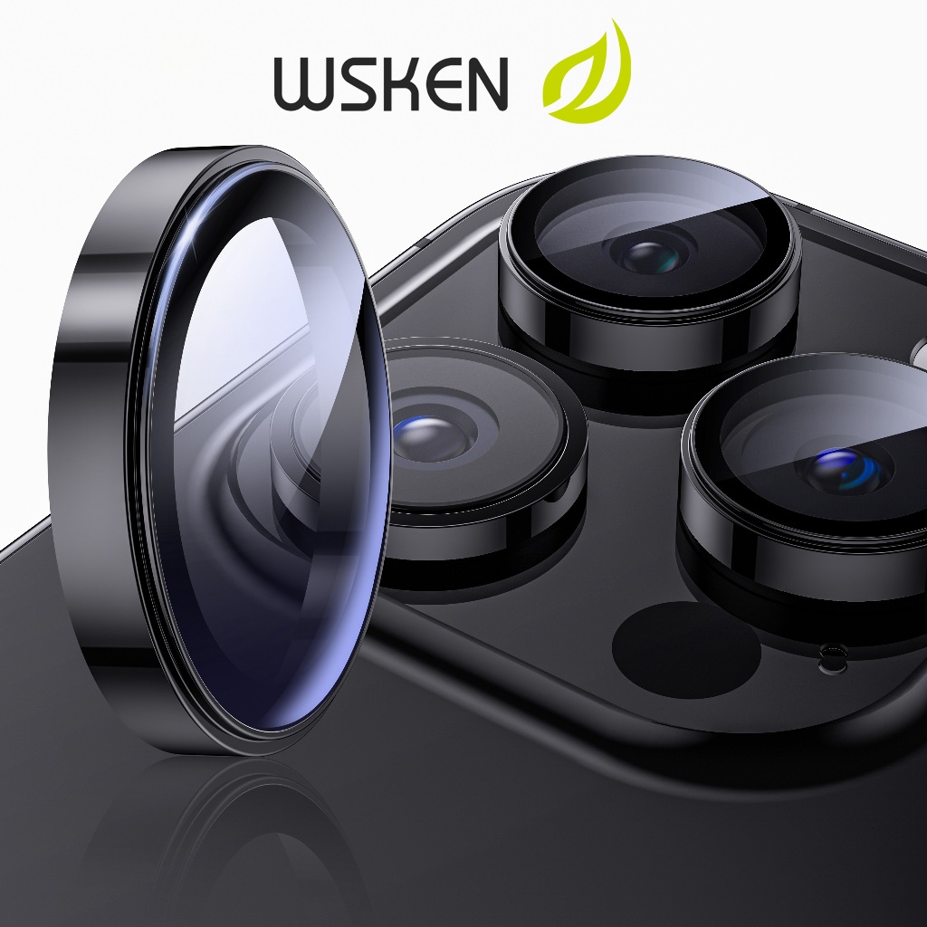 Wsken กระจกกันเลนส์ iPhone Camera Lens แบบเต็มแผ่น  iPhone15 Aluminium Lens ฟิล์มป้องกันเลนส์ความละเอียดสูง