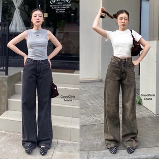 New Baggy Jeans🖤 กางเกงยีนส์ขากระบอกใหญ่ เอวสูง ผ้าไม่ยืด สะโพกปล่อยต้นขากว้าง กางเกงยีนส์ผู้หญิง