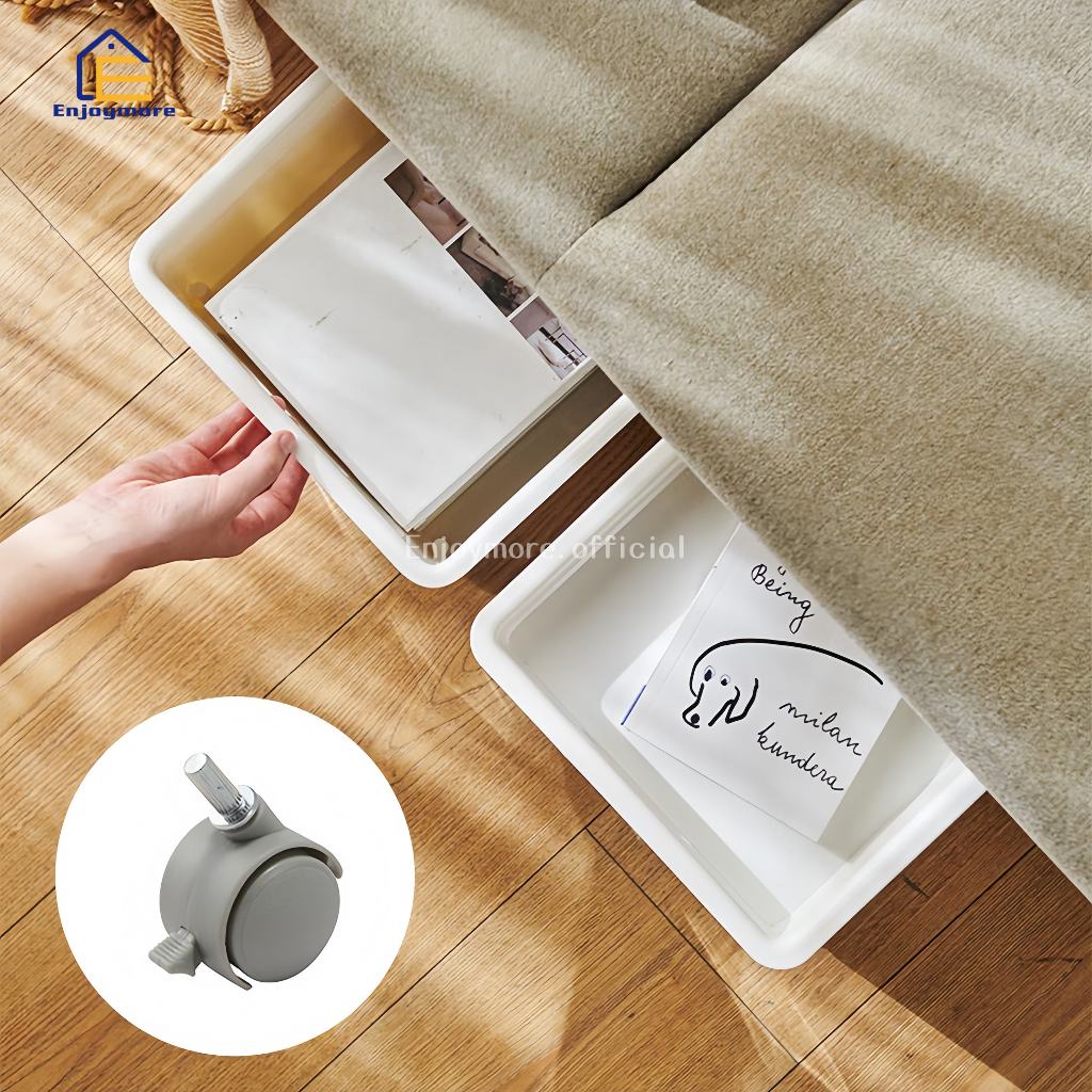 Enjoymore กล่องเก็บของมีล้อ กล่องเก็บของใต้โต๊ะ กล่องจัดระเบียบ - รูปที่ 3