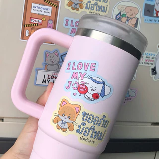 🩷 I love my job sticker 💼 สติกเกอร์ไดคัทเคลือบด้านสำหรับคนรักงาน 🤞🏻