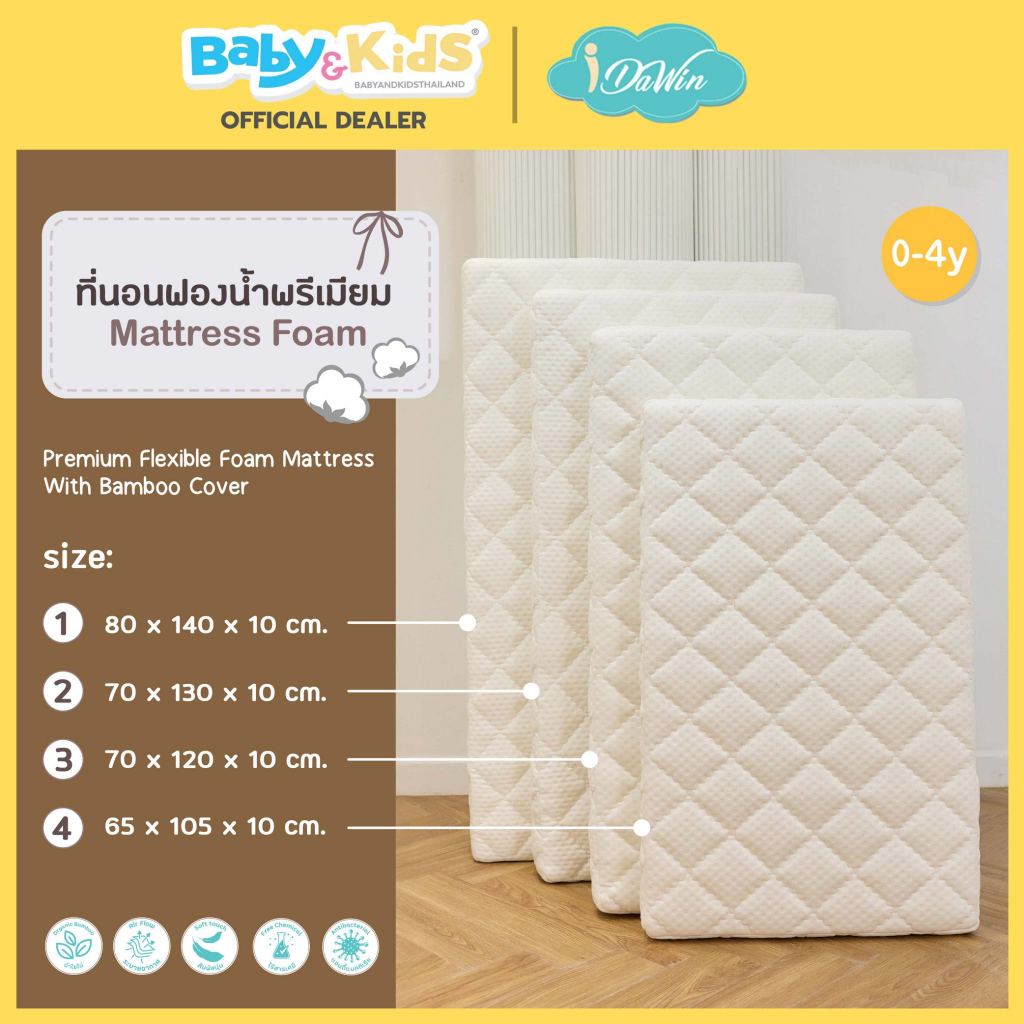 Idawin ที่นอนเด็ก เบาะนอนเด็ก ที่นอนเด็กแรกเกิด ที่นอนเด็กอ่อน เบาะฟองน้ำขนาด มีขนาดให้เลือก