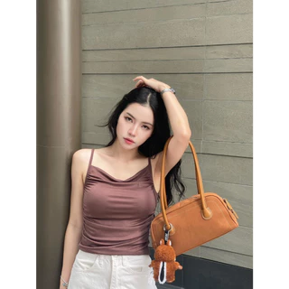 🎀 B-303 🎀 สายเดี่ยวElle top ผ้านุ่ม ฟองน้ำในตัว
