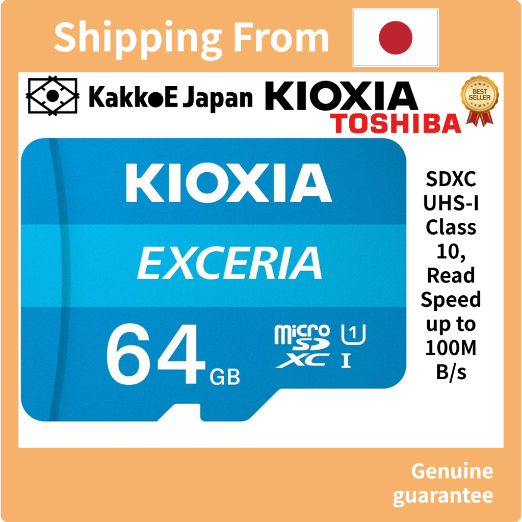 KIOXIA TOSHIBA 64GB micro SD Card micro SDXC UHS-I Class 10 with adaptor – 100MB/s Read Speed, High-