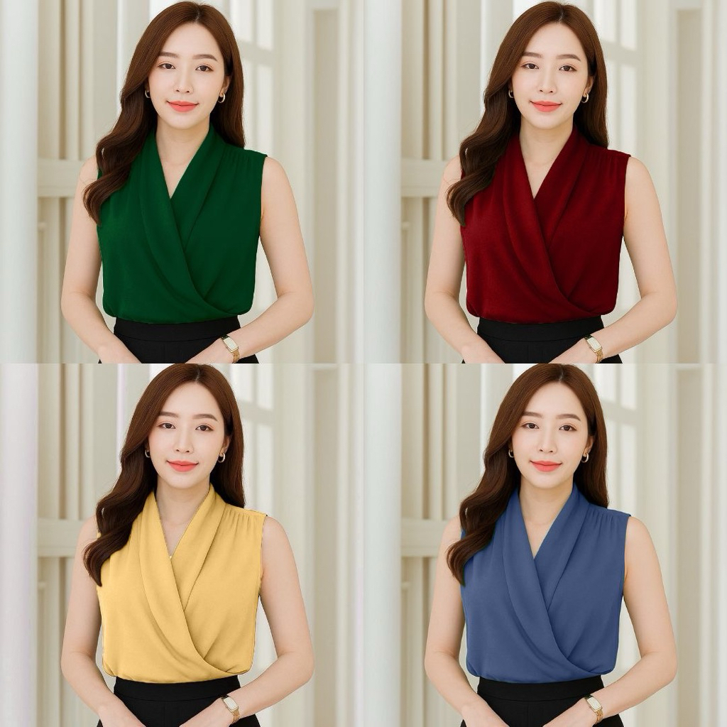 Satinเสื้อแขนกุดป้ายหน้าถ่วงข้าง อก32-44“ พร้อมส่ง ใส่สูททับได้ ใส่ทำงานไปงานแต่งทางการสวยหรู