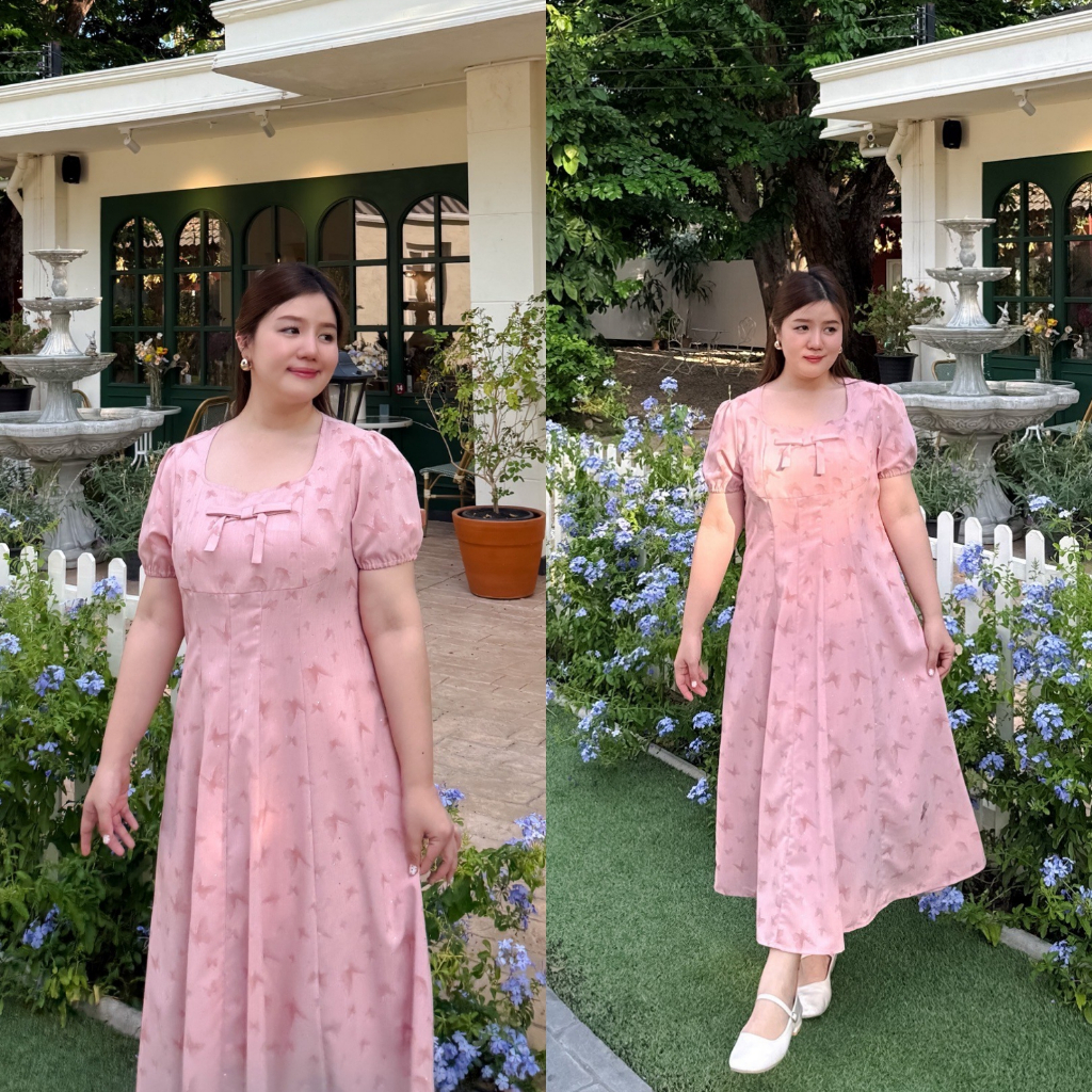 (❤️อกถึง 50") Blush Pink Dress เดรสสาวอวบ ชุดสาวอวบ