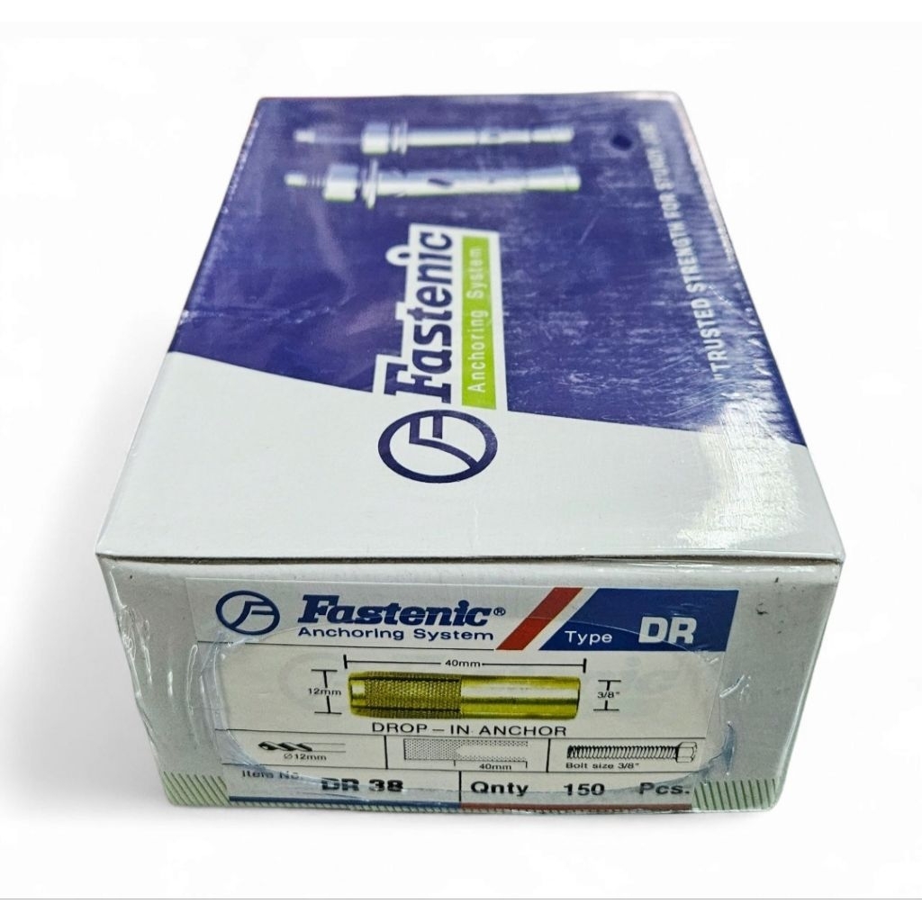 FASTENIC *ราคาต่อ1 กล่อง* DR38 พุกดรอปอิน 3/8" เหล็กชุบ พุกระเบิด 3หุน