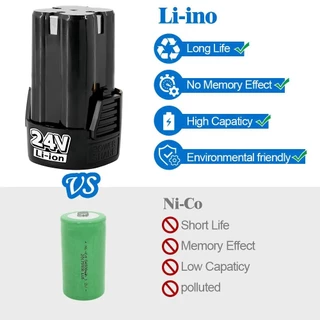 (2 แบตเตอรี่ ชาร์จไฟ) แบต แบตเตอรี่ แบตสว่านไร้สาย สว่าน 24V Lithium-ion Battery แบตลิเธียมไอออน ทรงสี่เหลี่ยม แบตเตอรี่