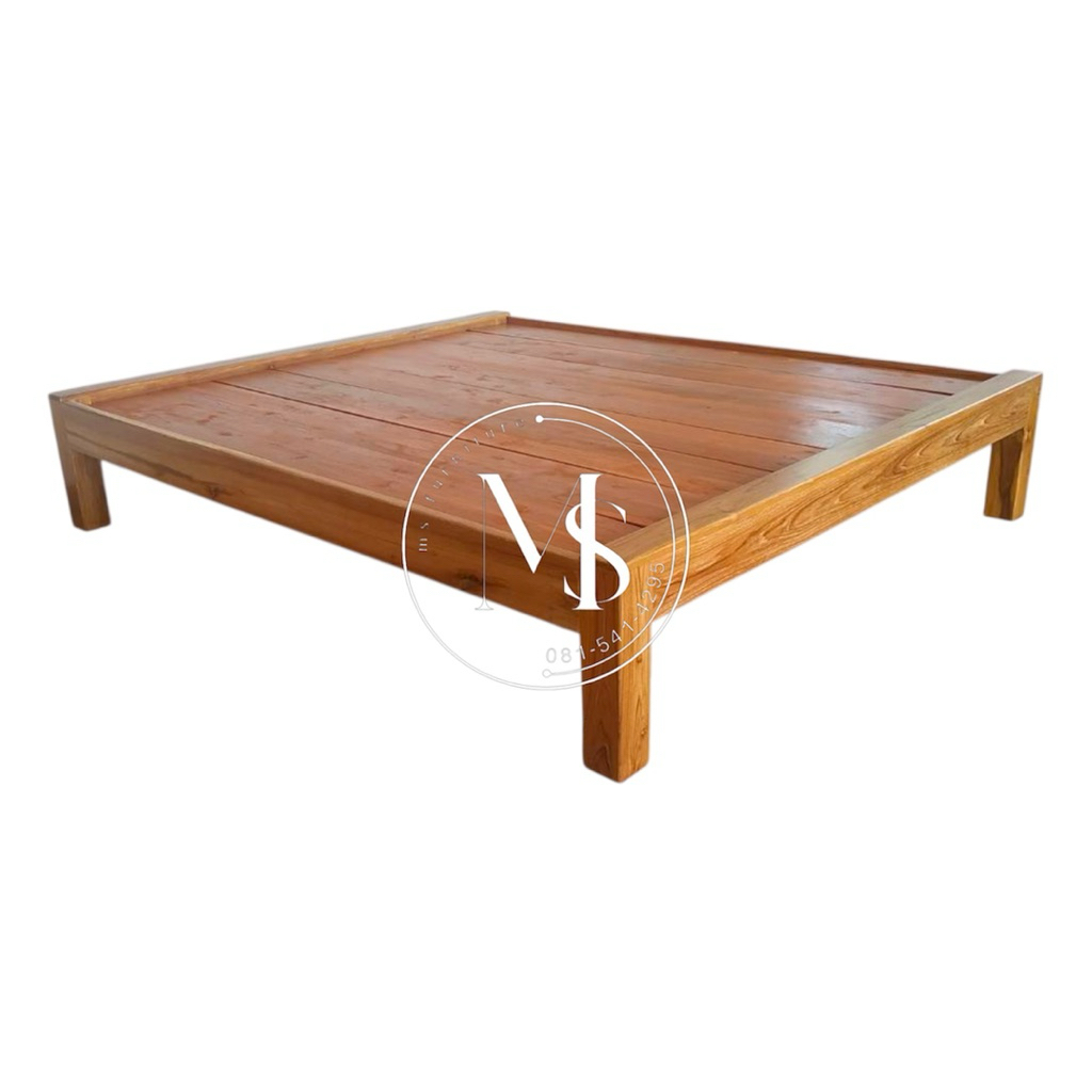 ⚡️ ส่งฟรี+ติดตั้ง⚡️เตียงไม้สักทองแก่แท้ทั้งหลัง ไร้หัวเตียง คุณภาพเกรดA ขนาด 3.5,5และ6 ฟุต