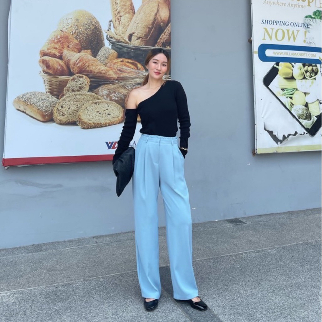 ส่งต่อ NINETY PANTS กางเกงขายาว ทรงขากระบอก สีฟ้า knockknockth