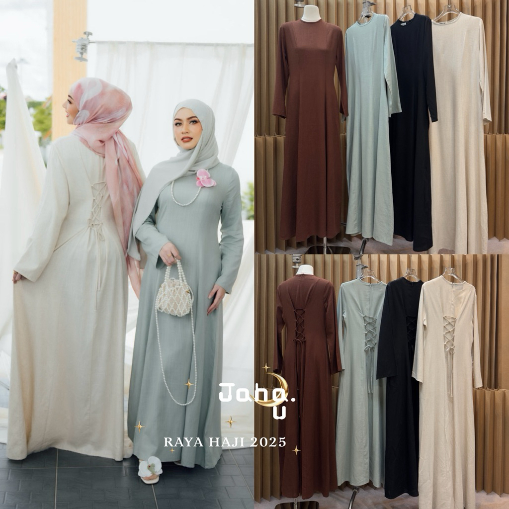 NEW COLLECTION RAYA HAJI 2025 • Abaya dress pure Padiny • เดรสมาใหม่ เนื้อผ้าลินิน  ดีเทลมีเชือกผูกข้างหลัง เป็นงานไซส์