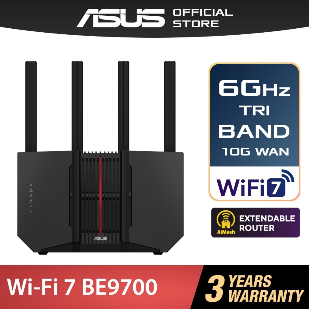 ASUS (RT-BE92U) BE9700 Tri-Band WiFi 7 Router สุดล้ำ เร็วแรงระดับ 8K พร้อมใช้งานในอนาคต