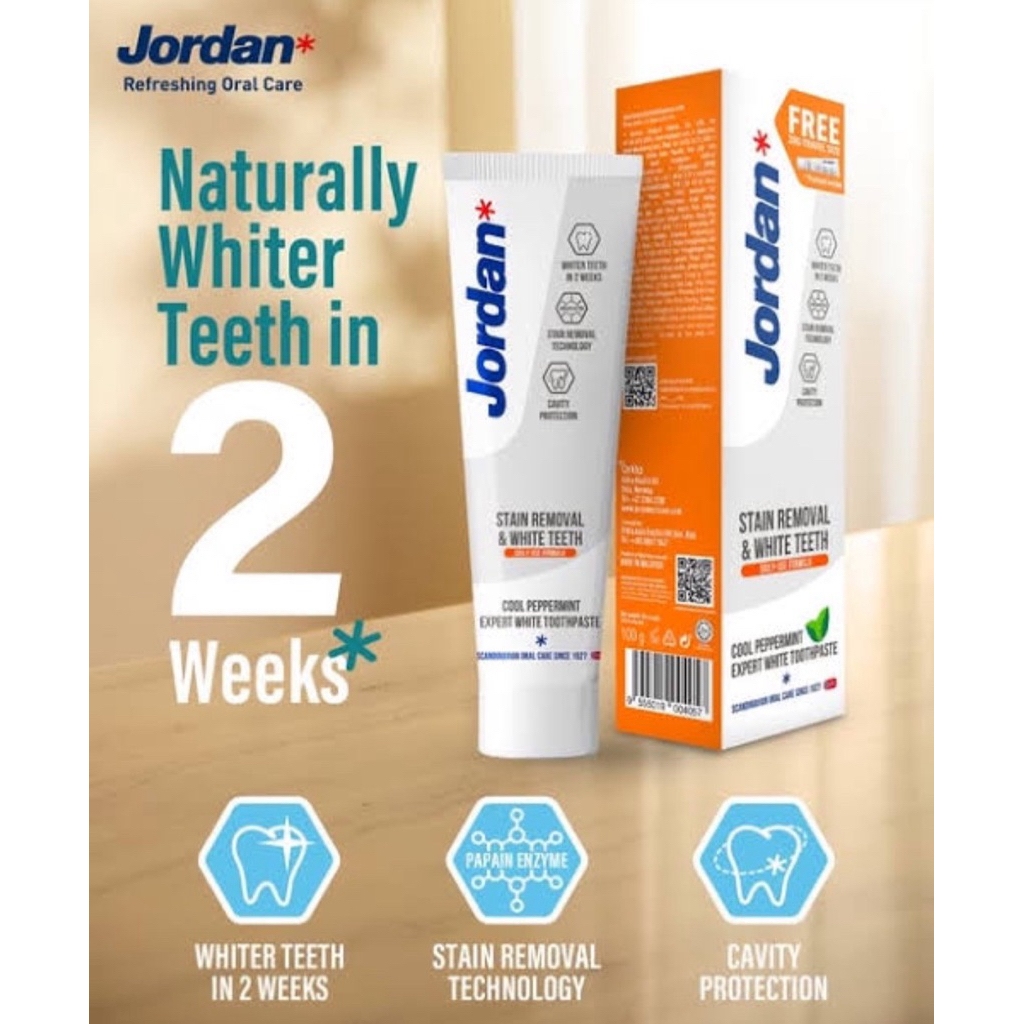 east Jordan stain removal & white theeth 100g. ยาสีฟันจอแดน สูตรฟันขาว