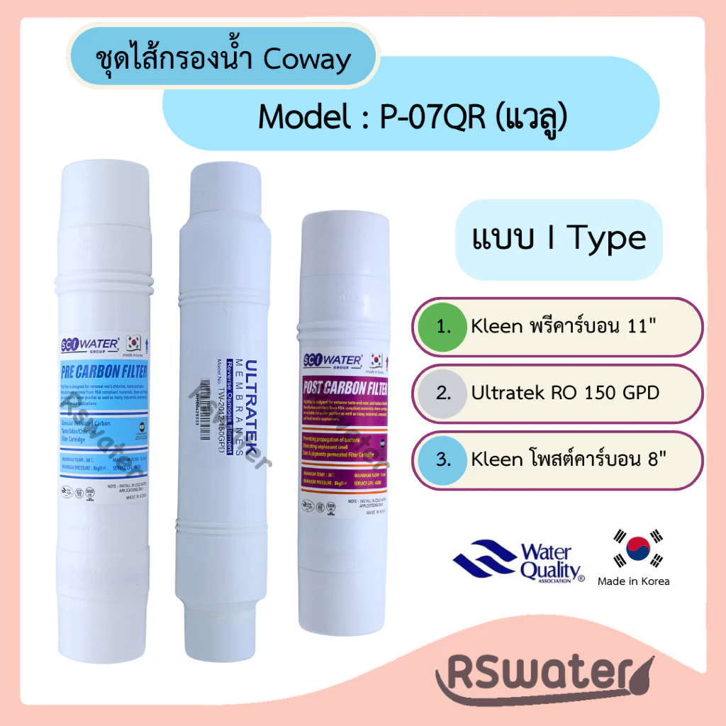 ชุดไส้กรองน้ำ อินไลน์ ระบบ RO สำหรับ Coway P-07QR thumbnail 3