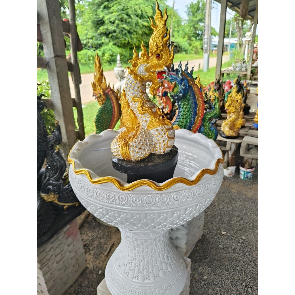 ชุดพญานาคพร้อมอ่าง*ปั้มน้ำ พญานาคสูง 40 หน้าตักฐาน 20 cmอ่างกว้าง 40 สูง 46 cm