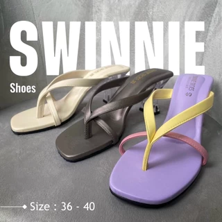 รองเท้าส้นแก้ว 3 สาย 🔥 พื้นนุ่ม ใส่สบาย ไม่ใช่งานจีน ❗ แบรนด์ SWINNIE SHOES สูง 2 นิ้ว 🌷🤍
