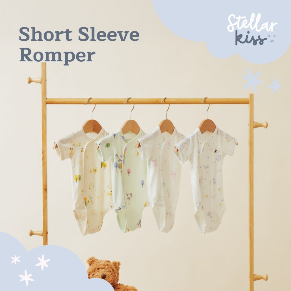 Stellar Kiss ชุดเด็กอ่อนแขนสั้นขาสั้นใยไผ่ ผ้าดูด Soft Velcro