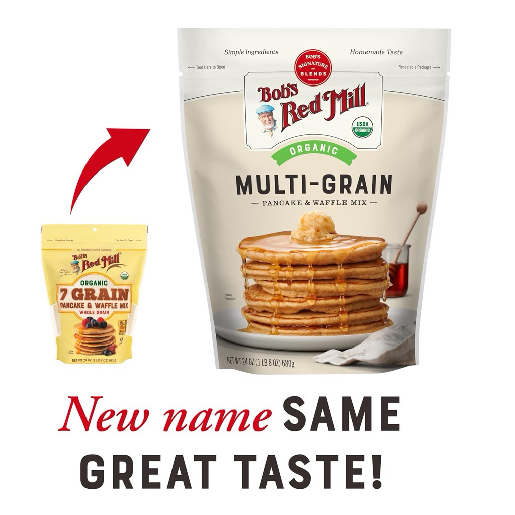 Bob's red mill Organic 7 Grain Pancake & Waffle Mix 680g. แป้งออร์แกนิค แพนเค้ก และ วาฟเฟิล ธัญพืช 7 ชนิด