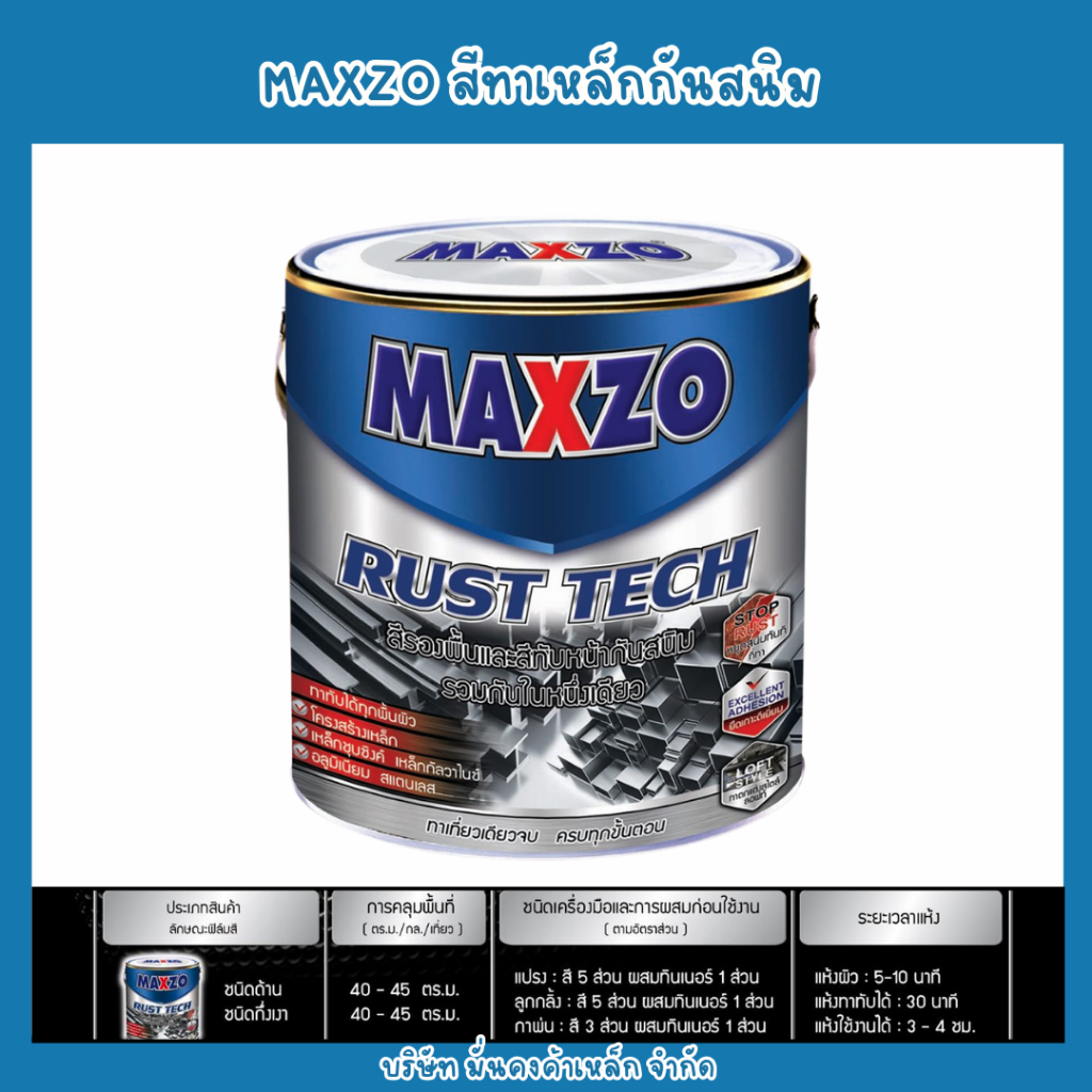 สีทาเหล็ก MAXZO กันสนิม 1 แกลลอน 3.785 ลิตร เฉดด้าน กระป๋องใหญ่ 1 ออเดอร์สั่งได้สูงสุด 4 แกลลอน