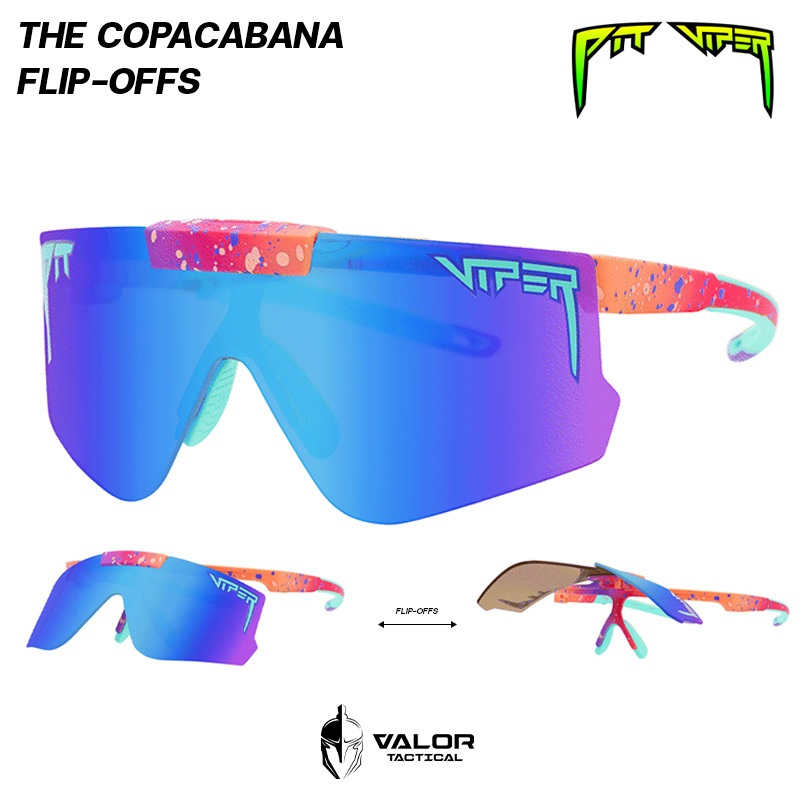 Pit Viper - The Copacabana Flip-Offs, Blue-Purple แว่นตากันแดด แบบพลิกขึ้นได้ สไตล์สปอร์ต สำหรับกิจก