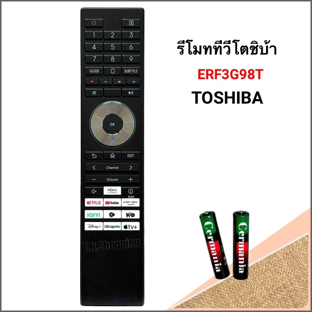 รีโมทสมาร์ททีวี Smart TV ยี่ห้อ Toshiba โตชิบา รุ่น ERF3G98T/43E31RP(ไม่มีคำสั่งเสียง)