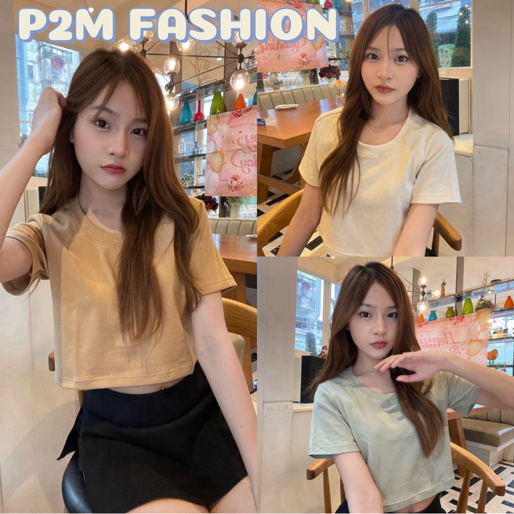 P2M Fashion เสื้อครอปคอยูผู้หญิง