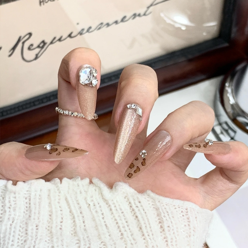 เล็บปลอม เล็บปลอม แบบยาว แฟลชเจาะ พร้อมกาวเจลลี่ สไตล์ฝรั่งเศส มี 24 ชิ้น - รูปที่ 7