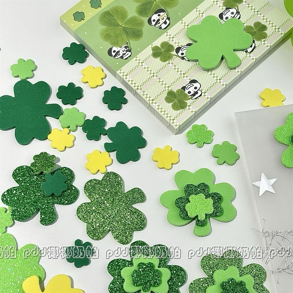 พร้อมส่ง! Lucky Clover DIY แพค80ชิ้น คละขนาด ใบโคลเวอร์ กลิตเตอร์ สวยมาก