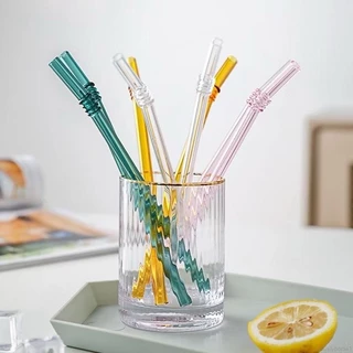 (พร้อมส่ง)💖หลอดแก้วสี่วงแหวน borosilicate หลอดดื่มแบบใช้ซ้ำได้ 1 ชิ้น 8 มม.