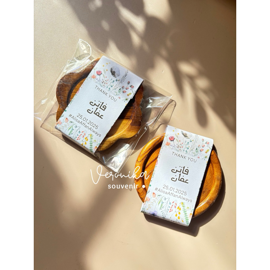 Veronika ของชำร่วย  ที่รองแก้ว จานรองแก้ว ทำจากไม้ |(200 ชิ้น/แพ็ก)