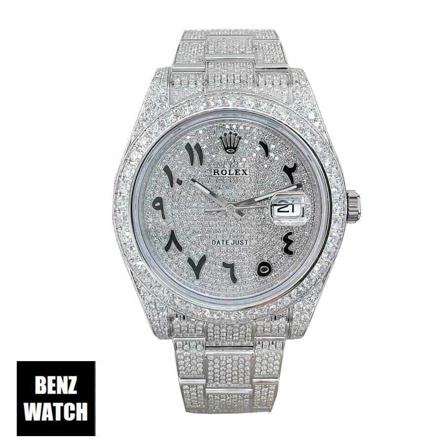 Rolex Datejust 116300 White Gold Diamond Arabic Dial Iced Out Replica