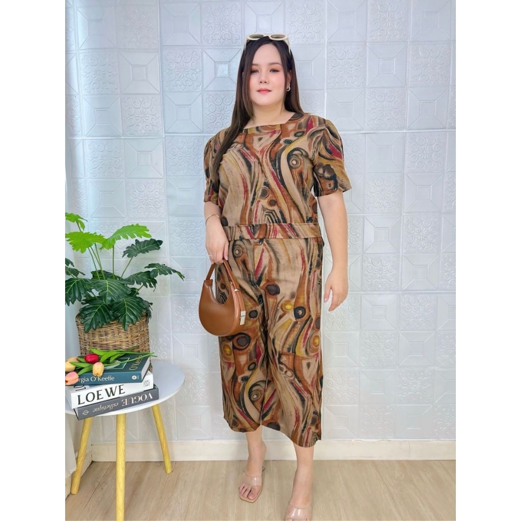 ชุดเซตสาวอวบอ้วน Miss M.A.Closet สาวพลัสไซส์ 2 ชิ้น เซตเสื้อผูกโบว์หลัง+กางเกงขายาว Lady ผู้หญิง Clothing Women - รูปที่ 3