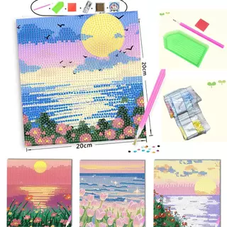 (พร้อมส่ง)ครอสติสคริสตัล พร้อมกรอบ Diamond Painting ลายดอกไม้/ของขวัญวันเกิด ขนาด DIY ของเล่นเด็ก